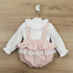 Load image into Gallery viewer, Babidu&#39;s smocked and cross-back pepulum skirt for pretty baby girls.
