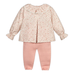 Load image into Gallery viewer, Artesania Granlei - Pink Ditsy Floral blouse and Knitted Legging set

