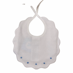 Load image into Gallery viewer, Sardon polka dot embroidered bibs ( blue, cream, pink, gold)
