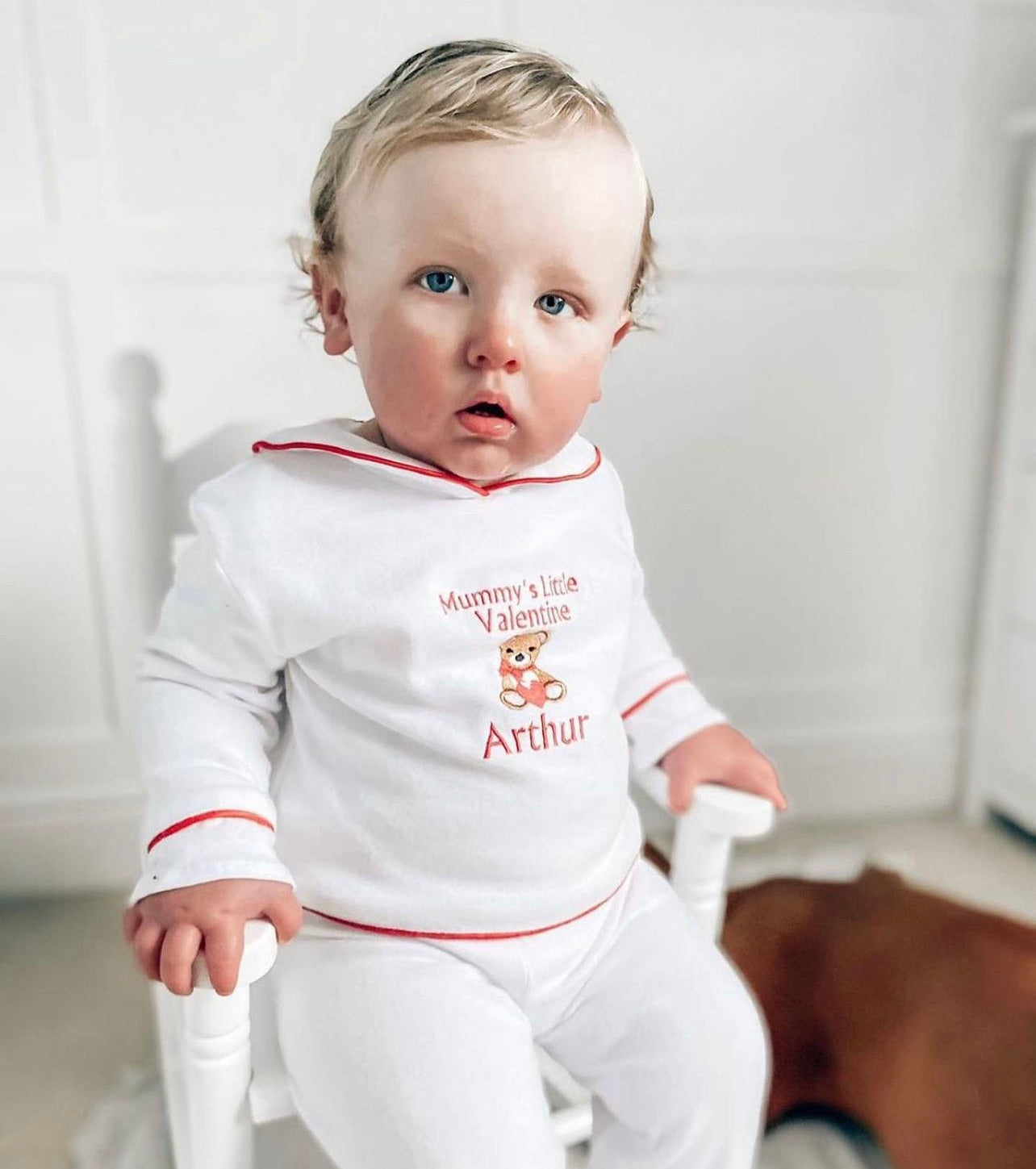 Boys Luxe Red Trim pyjamas (Choose your own embroidery options available) 🤍