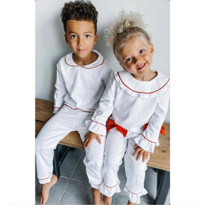 Boys Luxe Red Trim pyjamas (Choose your own embroidery options available) 🤍
