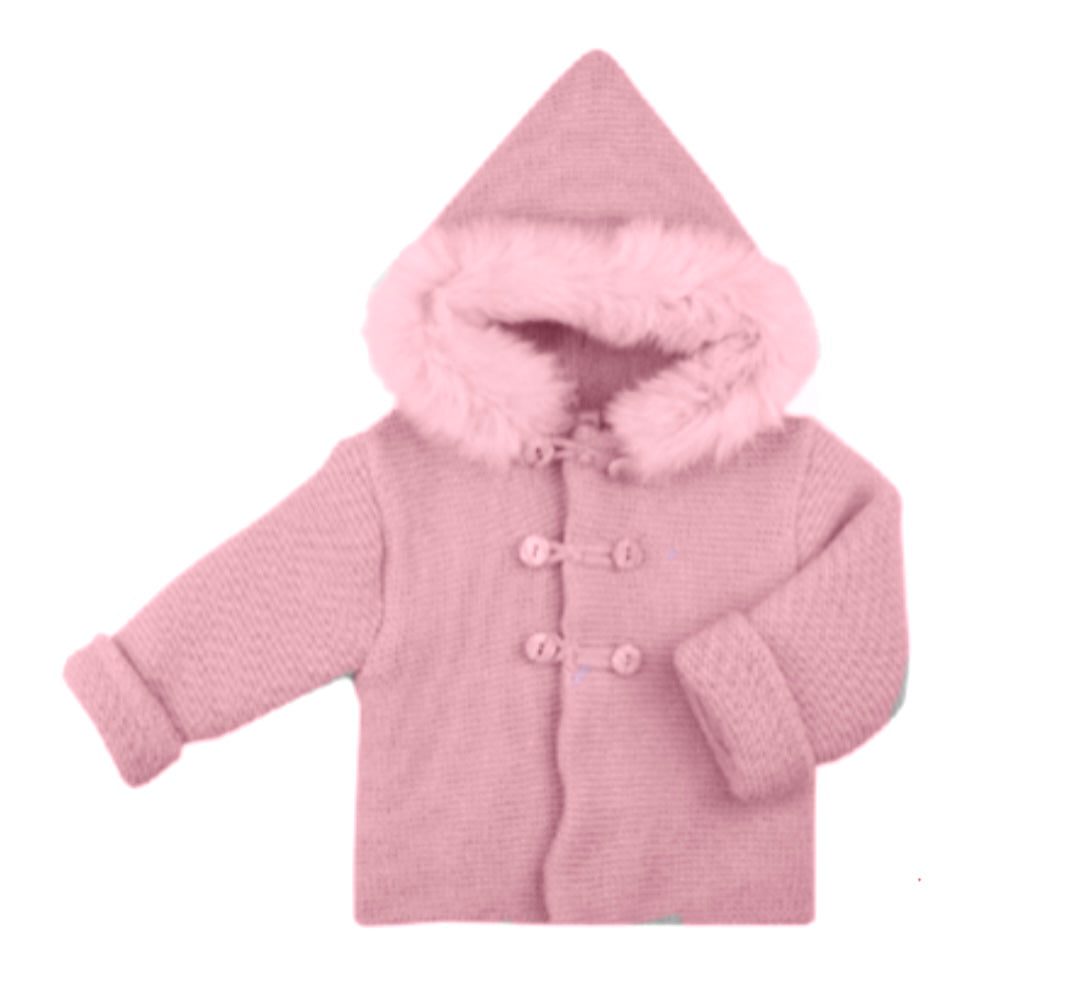 Sardon pink faux fur hooded jacket